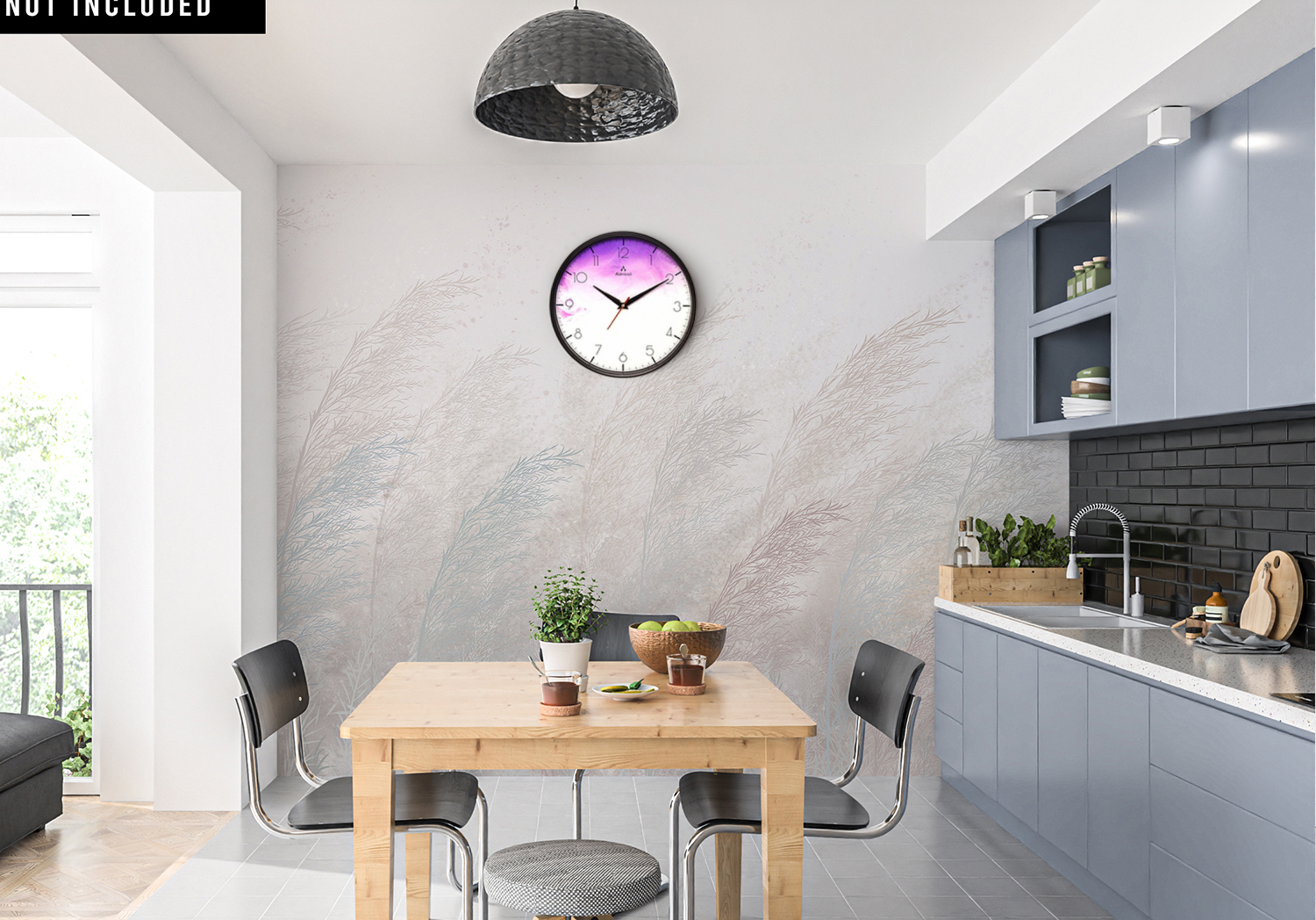 Alensso Model 1144 Round Wall Clock with Lavender