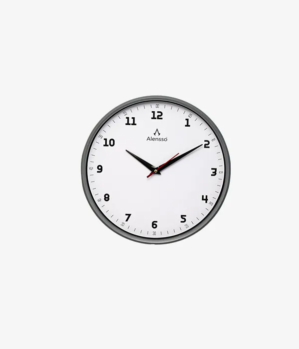 Alensso Model 1144 Round Wall Clock with White Dial