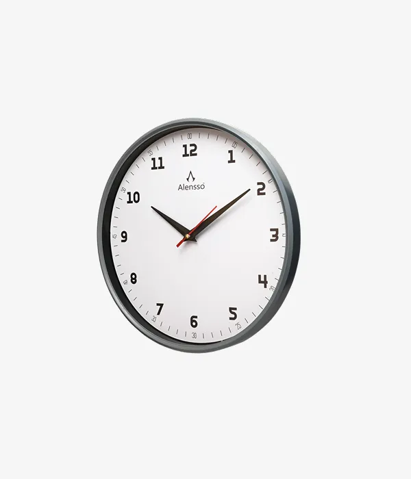 Alensso Model 1144 Round Wall Clock with White Dial