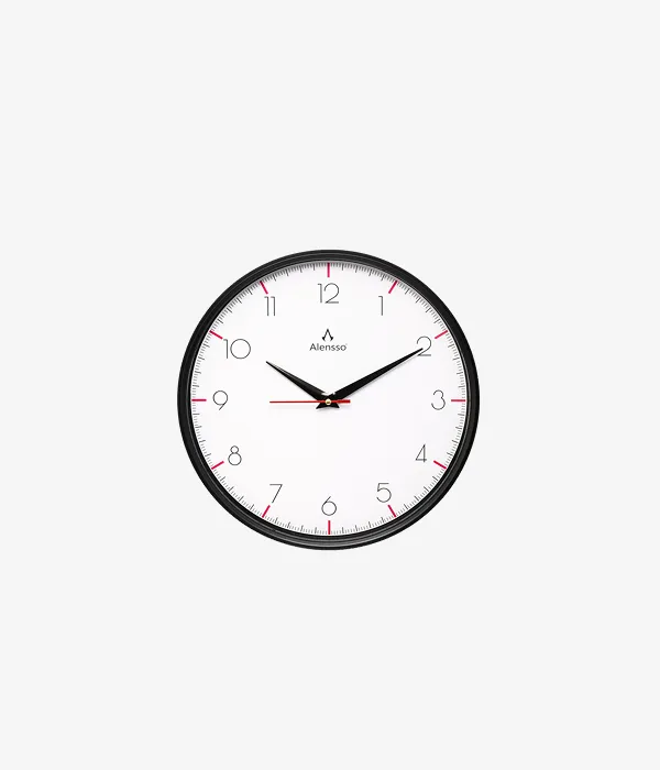 Alensso Model 1144 Round Wall Clock with White Dial