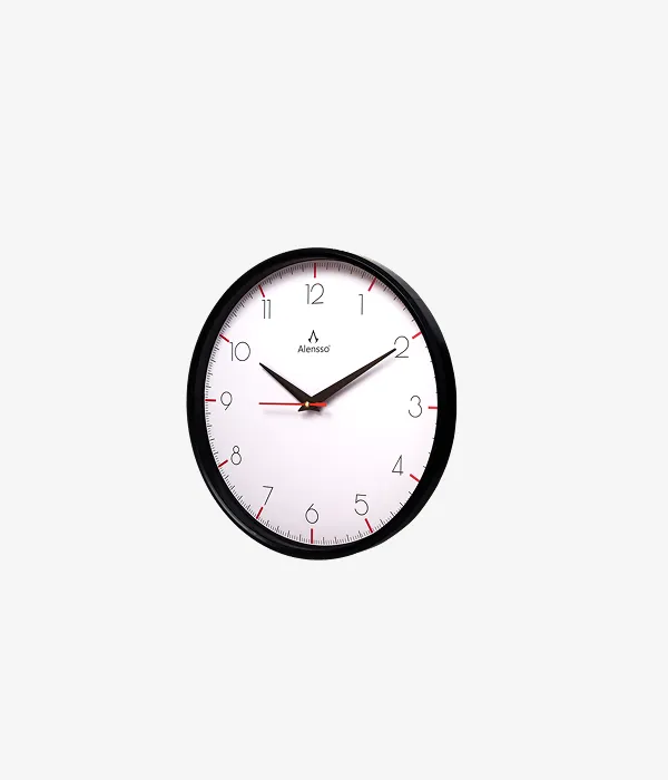 Alensso Model 1144 Round Wall Clock with White Dial