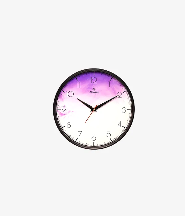Alensso Model 1144 Round Wall Clock with Lavender