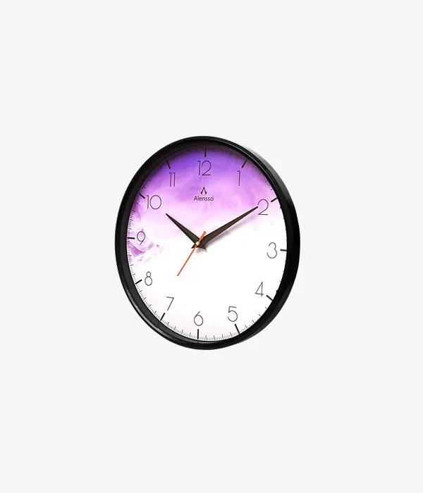 Alensso Model 1144 Round Wall Clock with Lavender