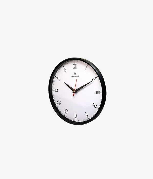 Alensso Model 1144 Round Wall Clock with White Dial