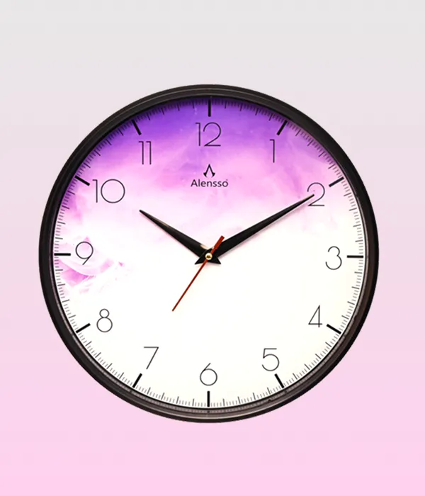 Alensso Model 1144 Round Wall Clock with Lavender