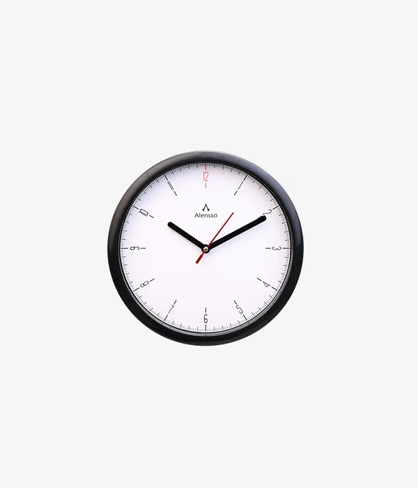 Alensso Model 762 Round Wall Clock with Minimalist