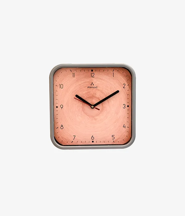 Alensso Model 861 Square Wall Clock with Wooden Style Dial