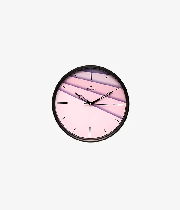 Alensso Model 900 Round Wall Clock with Gradient Pink
