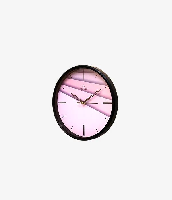 Alensso Model 900 Round Wall Clock with Gradient Pink