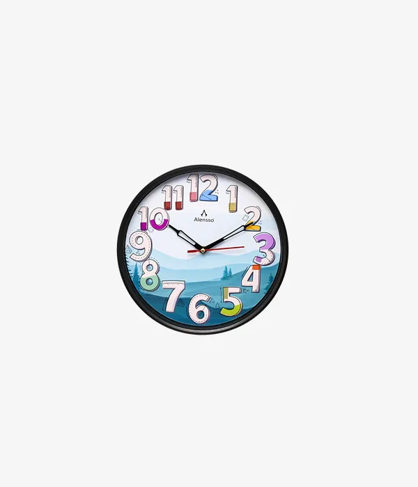 Alensso Model 900 Round Wall Clock with Vibrant Green