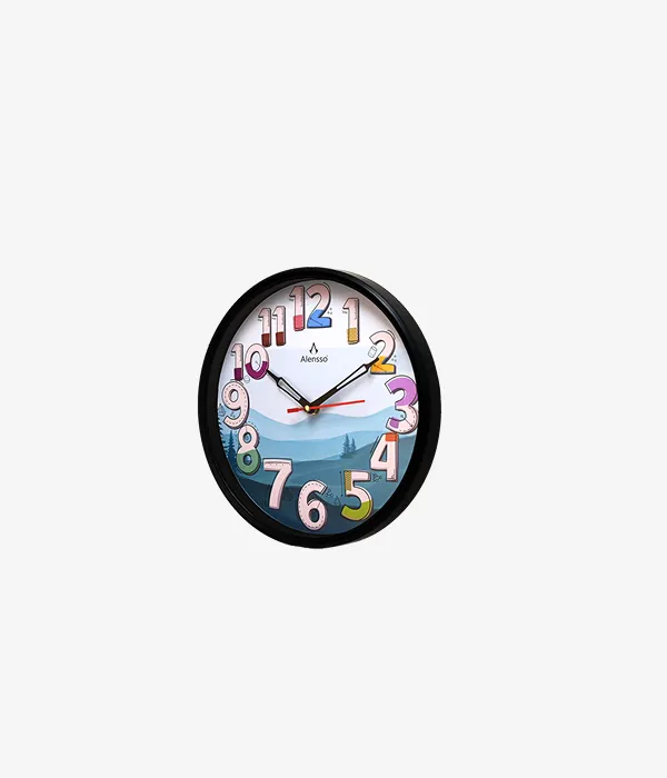 Alensso Model 900 Round Wall Clock with Vibrant Green