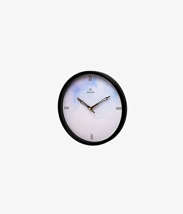 Alensso Model 900 Round Wall Clock with Soft Blue